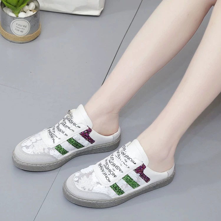 Baotou một nửa dép nữ mùa hè thời trang 2020 phiên bản mới của Hàn Quốc của giày lười đế mềm đế bằng lưới thoáng khí - Dép
