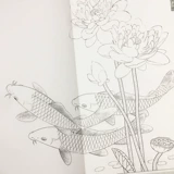 Карп китайский рисунок с раскраскими шагами Гонгби.