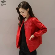 Áo khoác da nữ ngắn đoạn da cỡ lớn 2018 thu đông 2018 phiên bản mới của Hàn Quốc có cổ áo rộng pu da giản dị áo ngắn thủy triều