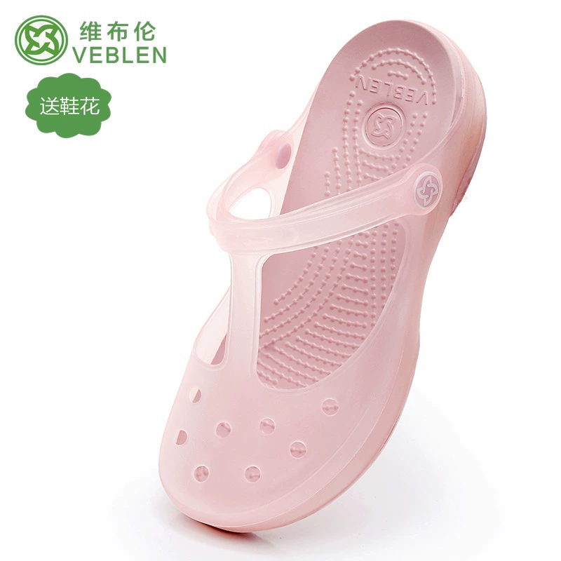 giày lỗ veblen của phụ nữ mùa hè Baotou đi biển giày không trơn trượt đáy dày cỡ nhỏ xăng đan và dép đi trong nhà phiên bản Hàn Quốc mềm mại