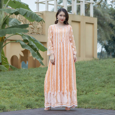 Одежда для йоги 野人小饰 印度进口瑜伽服长袖手工刺绣乔其纱长裙含防透衬里2024 Indjump