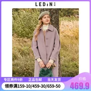 Áo khoác len thêu Lecho 2018 thu đông 2018 phụ nữ mới dài màu tím trên áo len dài đến đầu gối - Trung bình và dài Coat