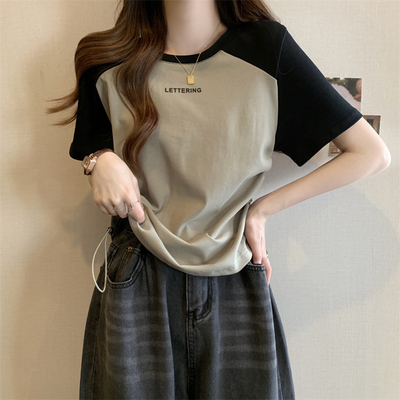 taobao agent Design short summer T-shirt, jacket, plus size, trend of season, drawstring, fitted, with short sleeve