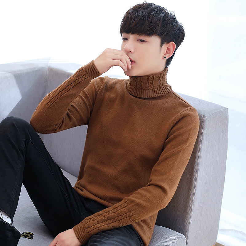 Mùa thu đông 2019 áo len nam phiên bản Hàn Quốc của áo len mỏng đáy quần len nam dày áo len ấm áp - Kéo qua