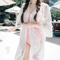 Корейская романтическая и прозрачная рубашка Постоянно великолепная вырезанная универсальная кружевная рубашка Супер фотофогеничная сладкая куртка бикини