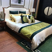 Mới Trung Quốc phong cách gỗ đôi giường đơn giản hiện đại phòng ngủ giường khách sạn câu lạc bộ khách sạn mô hình nhà kỹ thuật đồ nội thất tùy chỉnh - Nhà cung cấp đồ nội thất