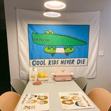 Гобелен 绒布挂布 背景布ins挂布墙布绿鳄鱼宿舍挂布床头民宿装饰背景布