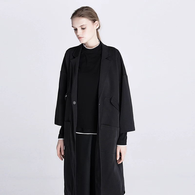 Костюм, trench coat, осенняя оригинальная дизайнерская куртка, свободный крой