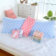 Gối hoa văn cotton cộng với gối dài phủ khăn bông màu hồng khăn trải giường trẻ em màu tím sợi bông - Khăn gối