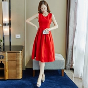 Rất đẹp cổ tích Pháp váy nữ mùa hè màu đỏ mới phụ nữ khí chất voan retro váy Yamamoto siêu cổ tích - Váy eo cao