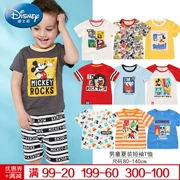 Quần áo trẻ em Disney 2019 bé trai mùa hè hoạt hình cổ áo ngắn tay áo phông trẻ em Disney Mickey hàng đầu - Áo thun