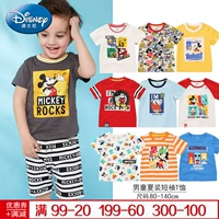 Quần áo trẻ em Disney 2019 bé trai mùa hè hoạt hình cổ áo ngắn tay áo phông trẻ em Disney Mickey hàng đầu - Áo thun áo thun bé gái xuất khẩu