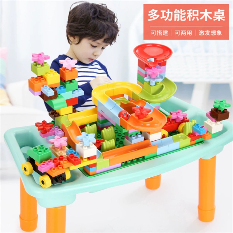 Bàn học sáng tạo cho trẻ em lắp ráp bàn học đa chức năng tương thích với một loại hạt kích thước cao đồ chơi giáo dục mẫu giáo - Khối xây dựng
