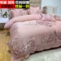 Châu Âu hai mặt lanjing Tiansi bốn mảnh băng lụa 80 thêu lụa đám cưới sang trọng màu hồng giường mùa hè - Bộ đồ giường bốn mảnh bộ chăn ga gối đệm giảm giá