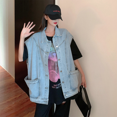taobao agent Autumn retro jacket, denim vest, plus size