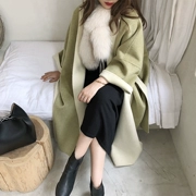 Áo khoác len nữ 2018 mới hình bóng áo len cashmere hai mặt dài phần lông cáo cổ áo Quần áo nữ Hàn Quốc - Áo Hàn Quốc