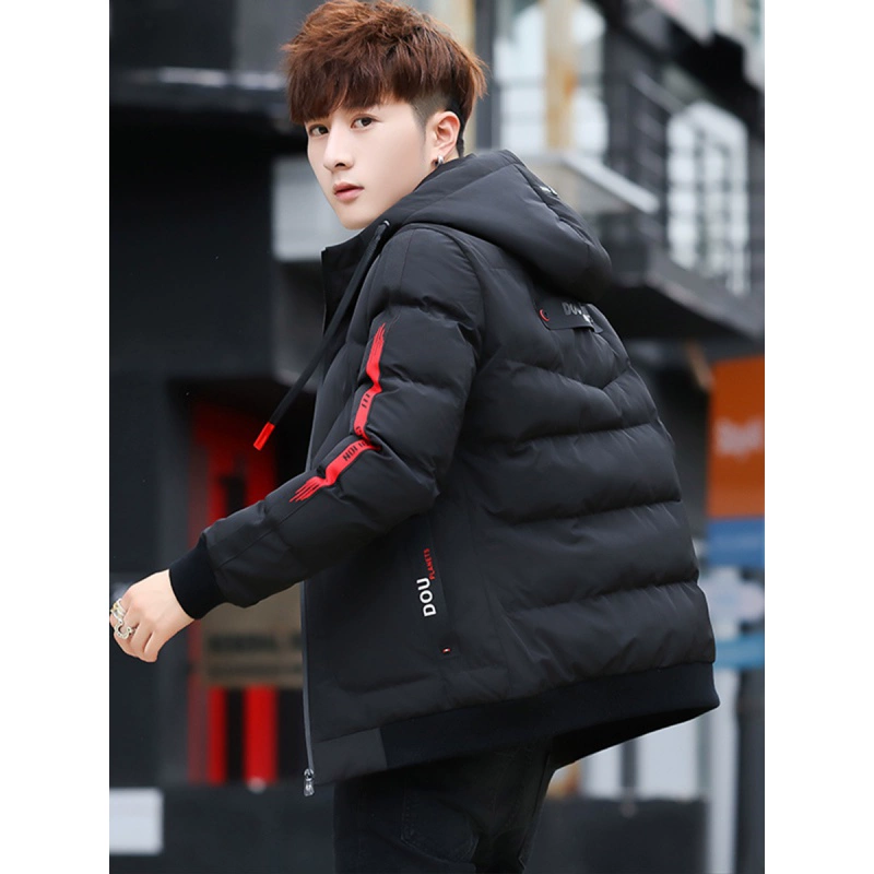 Cotton nam trung học cơ sở học sinh trung học áo khoác mùa đông xu hướng Hàn Quốc quần áo dày dày đoạn ngắn xuống áo khoác - Bông