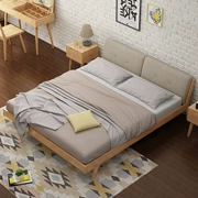 Giường gỗ rắn Bắc Âu hiện đại tối giản nội thất phòng ngủ kết hợp giường đôi đơn mềm có thể tháo rời - Nhà cung cấp đồ nội thất