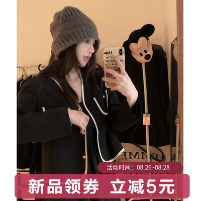 taobao agent Demi-season autumn jacket, cardigan, bra top, plus size, french style, V-neckline, long sleeve, Chanel style, 2023 collection, city style
