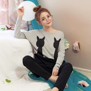 Phiên bản Hàn Quốc của đồ ngủ mùa xuân và mùa thu của phụ nữ cotton dài tay ngọt ngào và đáng yêu có thể mặc bên ngoài