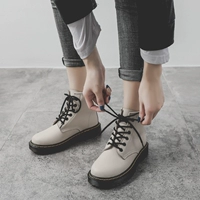 Martens, утепленные универсальные белые короткие сапоги в английском стиле на плоской подошве, из натуральной кожи, в британском стиле, коллекция 2023 года, подходят для весны и осени