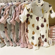 恩 2019 款 新款 em bé mới sinh jumpsuit nữ kho báu romper ra quần áo vải cotton một lớp - Áo liền quần