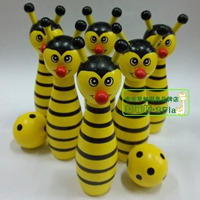 Trẻ em mẫu giáo bóng gỗ đồ chơi phim hoạt hình bằng gỗ animal bowling đồ chơi giáo dục bộ đồ chơi bowling