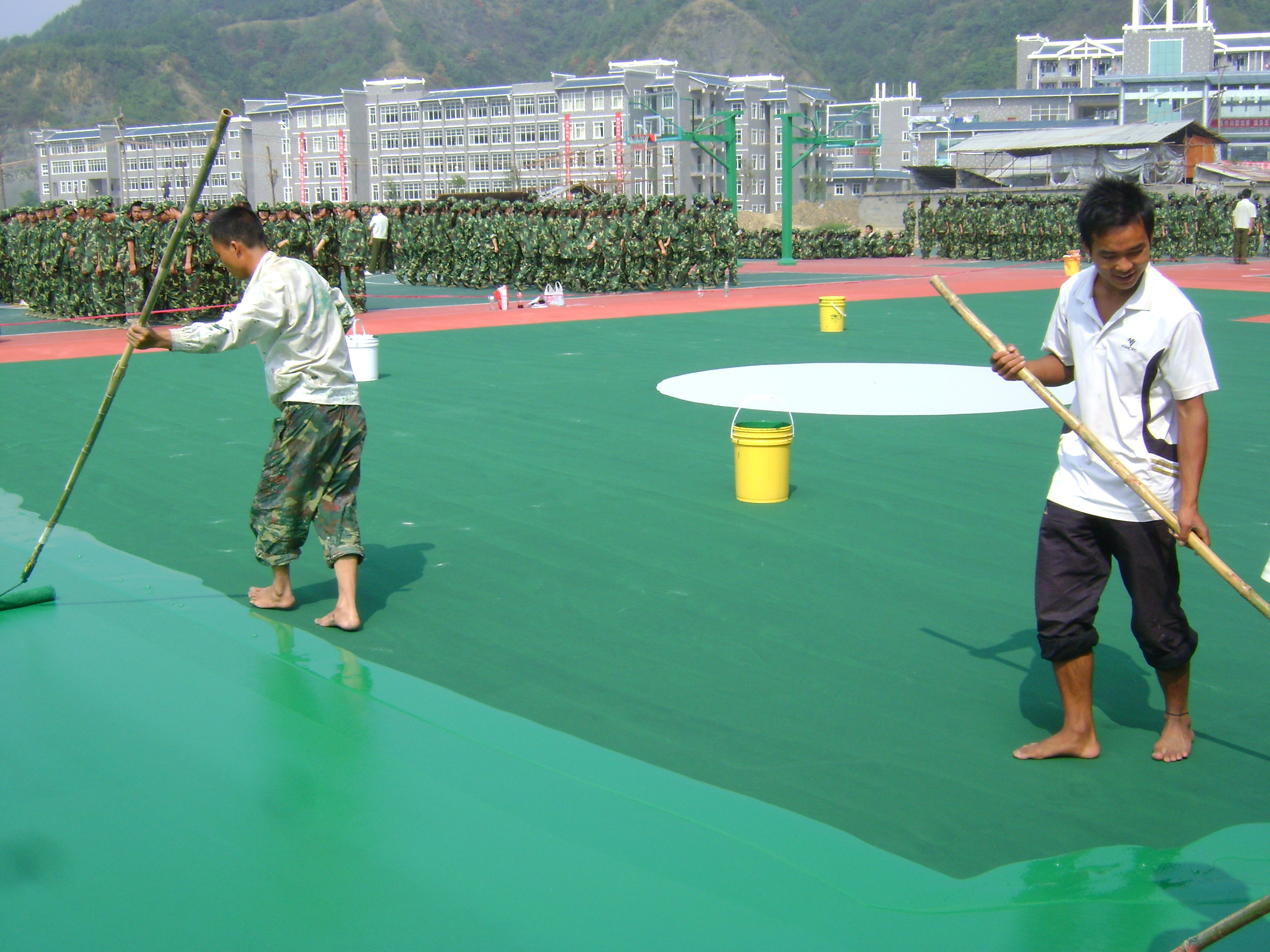 遼寧沈陽塑膠籃球場施工工程建設 水性硅PU球場地坪涂料 球場材料