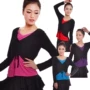 Qiao Mei mới nhảy vuông trang phục tập thể dục Quần áo thực hành Latin quần áo dây rút hai màu áo dài tay - Khiêu vũ / Thể dục nhịp điệu / Thể dục dụng cụ trang phục khiêu vũ