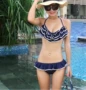 Trang web chính thức của Hàn Quốc phụ nữ kỳ nghỉ bãi biển bikini lớp áo tắm lá sen 1318 - Bikinis đồ bơi cho người béo bụng