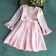 Váy bé gái xuân hè 2018 mới sáu chiếc váy cotton dài tay cho bé gái 9 tuổi váy công chúa