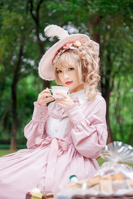 taobao agent +Chessstory Story+Rose Manor Rural Vocal Elegant Elegant OP Long -sleeved dress spot