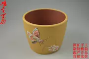 Zisha nồi cốc cát màu tím món quà trà Yixing đầy đủ handmade đích thực Chu Qi đất sét sơn bướm tình yêu hoa nước hoa cup 2
