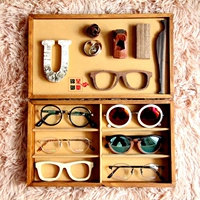Высококлассные очки из натурального дерева, стенд, реквизит, ретро коробка для хранения