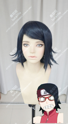 taobao agent Blogi Ren Uchiha Zuo Liangna sent glasses special thick side flip -up ink black cosplay wigs