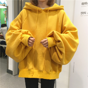 Chất béo chị mùa thu và mùa đông cộng với phân bón XL của phụ nữ Hàn Quốc phiên bản của ulzzang lỏng trùm đầu áo thun áo len nữ sinh viên triều