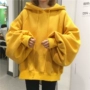 Chất béo chị mùa thu và mùa đông cộng với phân bón XL của phụ nữ Hàn Quốc phiên bản của ulzzang lỏng trùm đầu áo thun áo len nữ sinh viên triều quần áo đẹp nữ