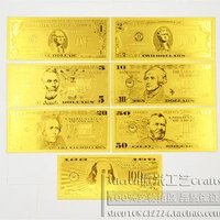 7 bộ đầy đủ của US dollar mệnh giá 1, 2, 5, 10, 20, 50, 100 lá vàng tiền giấy sưu tập thế giới coin thủ công mỹ nghệ xu cổ