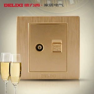 Delixi Switch Spocket Champagne Golden Rita Panel панель с закрытым кабельным телевизором+Телефон