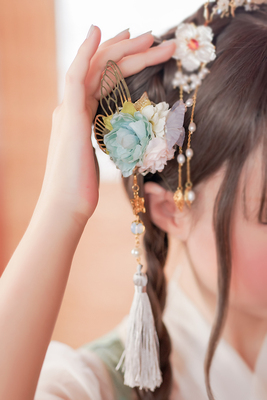 taobao agent [Jinse] series of Chinese style supporting meow gold butterfly meatball hair clip a pair of spot