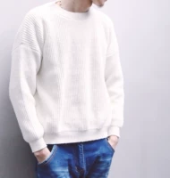 Hàn quốc phiên bản của vai vòng cổ loose áo len nam 2017 mùa thu và mùa đông áo len mới màu đen và trắng những người yêu thích màu xám áo len đôi nam nữ