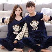 Mô hình mùa thu và mùa đông nam và nữ đồ ngủ nhung san hô cặp vợ chồng flannel dịch vụ nhà cộng với phân bón phù hợp với XL mặc XXXXL