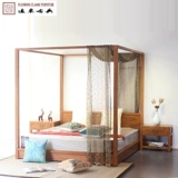 Кровать на шельфе двойной четыре столба, большая кровать, юго -восточная азиатская китайская спальня сплошной древесина старая кровать 12B26