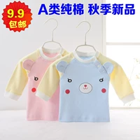 Quần áo mùa thu cho bé sơ mi đáy bé áo thun trẻ em 0-3 dài tay đồ lót trẻ sơ sinh cotton đơn mảnh xuân hè áo thun trơn bé trai