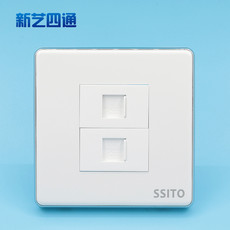 Розетка сетевая LAN 新艺四通电脑电话插座面板 网络rj45网线电话线 86型暗装墙壁开关