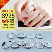 Trang sức bạc 925 sterling thời trang Hàn Quốc mở điều chỉnh retro khớp nhẫn nhẫn đuôi nhẫn chân nhẫn nữ