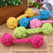 New Candy Color Pet Cotton Rope Dệt Dumbbell Ball Dog Toy Molar Cắn Mèo Đồ chơi Đồ chơi