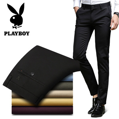 Playboy mùa thu quần âu nam kinh doanh quần thẳng thanh niên quần dài căng quần Slim nam quần - Quần