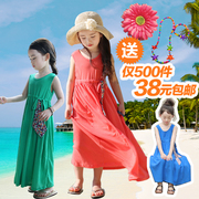 Mùa hè cô gái bãi biển váy trẻ em dài váy cotton cậu bé lớn bohemian cha mẹ và con váy Hàn Quốc phiên bản của trẻ em váy