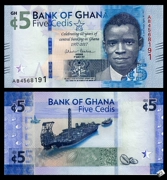[Châu phi] thương hiệu mới UNC Ghana 5 Cedi 2017 tiền giấy nước ngoài tiền tệ ngoại tệ